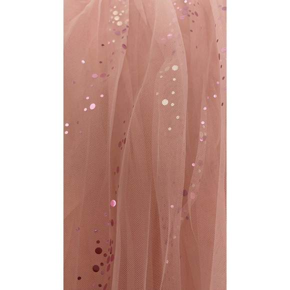 Girls Dusty Rose Pink Glitter Tulle Tutu Dress Sz 3T Flutter Sleeve Flower Girl - Picture 4 of 5